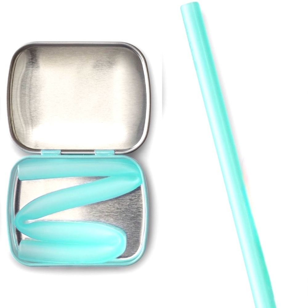 4/$20 GoSili® 8" Collapsible/Reusable Silicone Drinking Straw, Travel Case